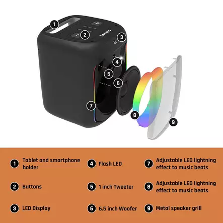 Kompakt IPX4 Bluetooth® Partyhögtalare med trådlös mikrofon - Nedis produkter - 8711902085171 - 1