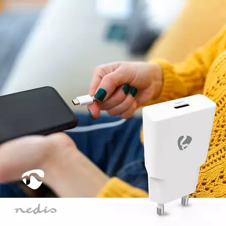 Väggladdare | 20 W | GaN | PD3.0 | 1.67 A / 2.22 A / 3.0 A | Antal utgångar: 1 | USB-C | Automatiskt val av Spänning | Vit - Nätladdare - 5412810475131 - 5