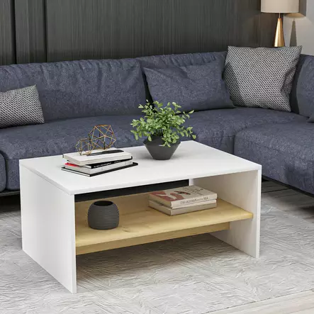Soffbord Hanah Home Apollon Vit Ek Spånskiva 90x46,8x45 cm - Soffbord - 8683342399951 - 2