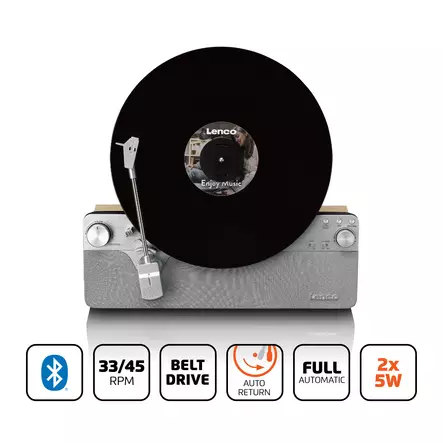Helautomatisk vertikal skivspelare med inbyggda högtalare och Bluetooth® Silver - Skivspelare och nålar - 8711902086901 - 1
