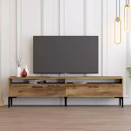 TV-bänk Hanah Home Istanbul 2 Valnöt Spånskiva 180x35x47 cm - TV-bänkar - 8684282191131 - 2