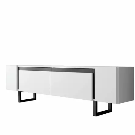 TV-bänk Hanah Home Yildiz Vit Svart Spånskiva 180x50x30 cm - TV-bänkar - 8684283557271 - 1