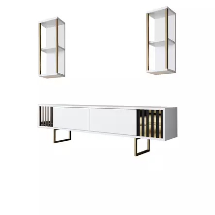 TV-bänk Hanah Home Gold Line Vit Svart Spånskiva 180x30x48 cm - TV-bänkar - 8683742126171 - 1