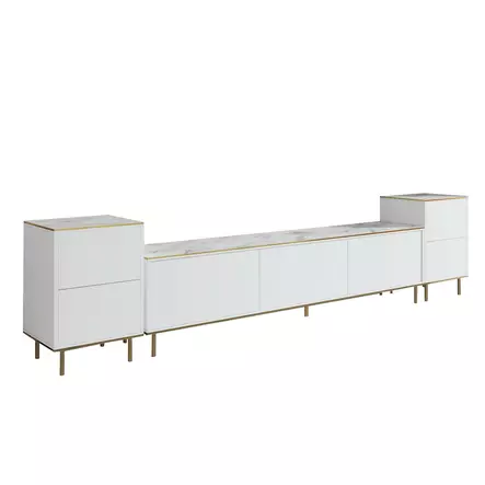 TV-bänk Hanah Home Imaj Vit Marmormönster Spånskiva 180x45,2x35 cm - TV-bänkar - 8684282548461 - 1
