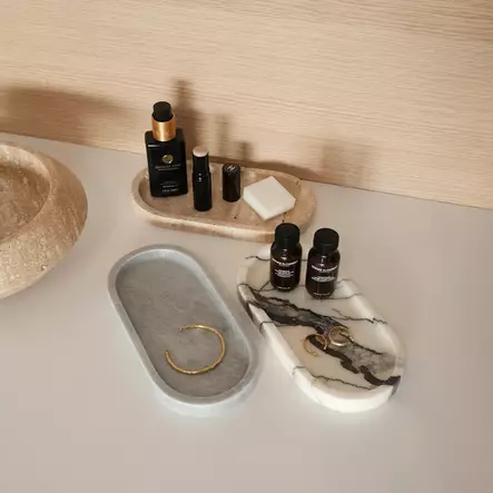 Badrumsbricka Set Mijölnir Flerfärgad 100% Sicily Lila Marmor Verona Grå Marmor Travertin Marmor 25x12x2 cm - Badrumstillbehör - 8684283055531 - 2