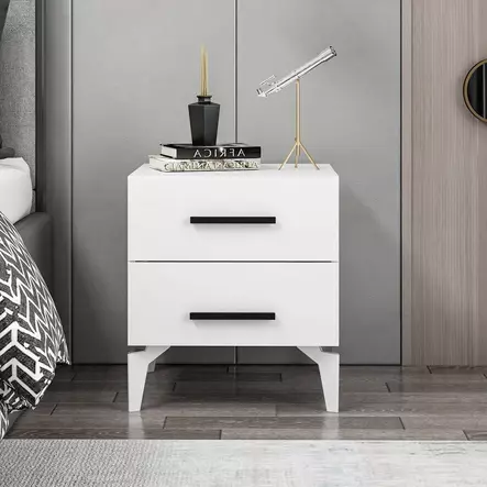 Sängbord Hanah Home Kale Vit Spånskiva 50x56x47 cm - Nattduksbord - 8684282702771 - 2