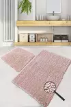 Badrumsmatta Set Mijölnir Puderrosa 100% Bomull Halkfri Handmade Spets 50x60 cm & 60x100 cm - Badrumsmattor och våtrumsmattor - 8683342922401 - 2