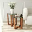 Sidobord Hanah Home Amalfi Valnöt Härdat Glas Massiv Furu 40x45 40x50 cm - Bord - 8683342979221 - 1