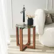 Sidobord Hanah Home Amalfi Valnöt Härdat Glas Massiv Furu 40x45 40x50 cm - Bord - 8683342979221 - 4