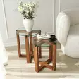 Sidobord Hanah Home Amalfi Valnöt Härdat Glas Massiv Furu 40x45 40x50 cm - Bord - 8683342979221 - 2