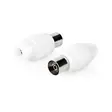 IEC (coax) | Rak | Hona | Nickelplaterad | 75 Ohm | Skruva | Kabel input diameter: 7.0 mm | Metall / PVC | Vit | 2 st. | Kuvert - Nedis produkter - 5412810283521 - 41