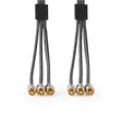 Komposit videokabel | 3x RCA Hane | 3x RCA Hane | Guldplaterad | 480p | 2.00 m | Rund | Bomull | Antracit / Grått Med Metall | Kartong med täckt fönster - Dator och nätverk - 5412810318841 - 10