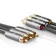 Komposit videokabel | 3x RCA Hane | 3x RCA Hane | Guldplaterad | 480p | 2.00 m | Rund | Bomull | Antracit / Grått Med Metall | Kartong med täckt fönster - Dator och nätverk - 5412810318841 - 45