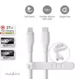 Lightning Kabel | USB 2.0 | Apple Lightning, 8-stifts | USB-C Hane | 480 Mbps | Nickelplaterad | 1.50 m | Rund | Silikon | Vit | Låda - Nedis produkter - 5412810417971 - 1