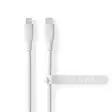 Lightning Kabel | USB 2.0 | Apple Lightning, 8-stifts | USB-C Hane | 480 Mbps | Nickelplaterad | 1.50 m | Rund | Silikon | Vit | Låda - Nedis produkter - 5412810417971 - 2