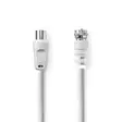Satellite & Antenn kabel | F Hane | IEC (Koax) Hane | Nickelplaterad | 30 dB | 75 Ohm | Dubbelskärmad | 5.00 m | Rund | PVC | Vit | Kuvert - Antennkablar - 5412810334681 - 1