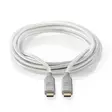 USB-kabel | USB 3.2 Gen 2x2 | USB-C Hane | USB-C Hane | 100 W | 4K@60Hz | 20 Gbps | Guldplaterad | 2.00 m | Rund | Flätad / Nylon | Silver | Kartong med täckt fönster - Dator och nätverk - 5412810333011 - 10