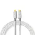 USB-kabel | USB 3.2 Gen 2x2 | USB-C Hane | USB-C Hane | 100 W | 4K@60Hz | 20 Gbps | Guldplaterad | 2.00 m | Rund | Flätad / Nylon | Silver | Kartong med täckt fönster - Dator och nätverk - 5412810333011 - 1