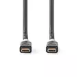 USB-kabel | USB 3.2 Gen 2x2 | USB-C Hane | USB-C Hane | 100 W | 4K@60Hz | 20 Gbps | Guldplaterad | 2.00 m | Rund | PVC | Antracit | Låda - Dator och nätverk - 5412810332991 - 10