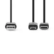 2 i 1kabel | USB 2.0 | USB-A Hane | USB Micro-B Hane / USB-C Hane | 480 Mbps | 1.00 m | Nickelplaterad | Rund | PVC | Svart | Label - Dator och nätverk - 5412810421701 - 10