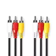 Komposit videokabel | 3x RCA Hane | 3x RCA Hane | Nickelplaterad | 480p | 2.00 m | Rund | PVC | Svart | Label - Nedis produkter - 5412810426621 - 1