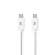 USB-kabel | USB 2.0 | USB-C Hane | USB-C Hane | 60 W | 480 Mbps | Nickelplaterad | 1.00 m | Rund | PVC | Vit | Låda - Dator och nätverk - 5412810481361 - 1