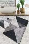 Badrumsmatta Set Mijölnir Grå 100% Polyester Antibakteriell Halkfri 50x60 cm & 60x100 cm - Badrumsmattor och våtrumsmattor - 8683342801041 - 2