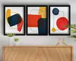 Inramad MDF-tavla Wallity Röd Senap Marinblå Vit MDF 38x53 cm 3 Delar - Tavlor och ramar - 8683743825141 - 2