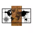 Väggdekor Trä Wallity World Map With Compass Valnöt/Svart Trä/Metall 58x85 cm - Dekorationer, prydnadsföremål - 8681875602371 - 1