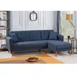Hörnbäddsoffa Atelier del Sofa Aqua Mörkblå Linne 225x150x85 cm - Soffor - 8681875324051 - 2