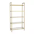 Bokhylla Hanah Home K101 Guld Härdat Glas Metall 80x165x30 cm - Bokhyllor - 8683342295581 - 1