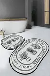 Badrumsmatta Set Mijölnir Krämvit Svart 100% Polyester Antibakteriell Halkfri 50x60 cm & 60x100 cm - Badrumsmattor och våtrumsmattor - 8683743784691 - 1