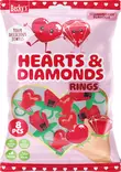 Godisringar med hjärtan och diamanter, jordgubbssmak, 8-pack - Godis - 8713305821691 - 1