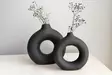 Vas Set Aberto Design Iskandinav Halka Svart Keramik 15x4x20 cm 15x4x16 cm - Hängande blomkrukor och vaser - 8684282698241 - 1