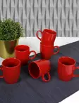 Muggset Hermia Röd Keramik 6 Delar - Kaffe- och teserviser - 8683342857611 - 2