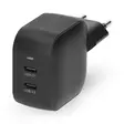Väggladdare | 35 W | GaN | PD3.0 | Snabbladdnings funktion | 1.75 / 2.33 / 2.92 / 3.0 A | Antal utgångar: 2 | 2x USB-C | Automatiskt val av Spänning | Svart - Nätladdare - 5412810470181 - 1