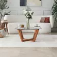 Soffbord Hanah Home Lotus Trä Härdat Glas Massiv Furu 75x35x75 cm - Soffbord - 8683342949651 - 8