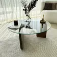 Soffbord Hanah Home Mia Valnöt Härdat Glas Massiv Furu 75x35x75 cm - Soffbord - 8684283311071 - 8
