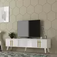 TV-bänk Hanah Home Asel Vit Guld Spånskiva 150x44,6x29,6 cm - TV-bänkar - 8684282612131 - 2