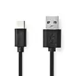 USB-kabel | USB 2.0 | USB-A Hane | USB-C Hane | 15 W | 480 Mbps | Nickelplaterad | 1.00 m | Rund | PVC | Svart | Label - Dator och nätverk - 5412810421671 - 1