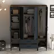 Garderob Hanah Home Kumsal PTP Valnöt Antracit Spånskiva 160x47,5x201,4 cm - Garderober - 8684282089421 - 3