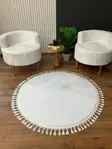 Matta Conceptum 1414 Vit Polyester 80x80 cm - Runda mattor - 8684282513971 - 1