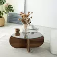 Soffbord Hanah Home Bubble Wood Valnöt Härdat Glas Massiv Furu 75x35x75 cm - Soffbord - 8684282140191 - 2