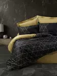 Enkelt påslakanset Ranforce, svart/guld, 160 x 220 cm, mjukt, hållbart - Lakan och örngott - 8683743424481 - 1