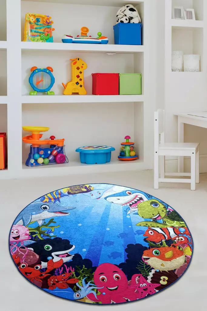 Matta Conceptum Aquarium Flerfärgad Polyester 100x100 cm - Runda mattor - 8682870905221 - 1