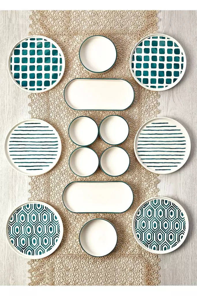 Frukostset Hermia Flerfärgad Keramik 14 Delar - Serveringsfat - 8684283773541 - 1