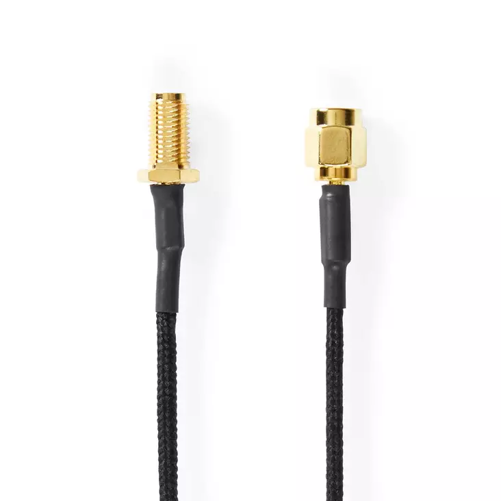 Antennkabel | SMA Hona | SMA Hane | Guldplaterad | 50 Ohm | Enskaligt skydd | 0.50 m | Rund | Flätad | Svart | Label - Antennkablar - 5412810425471 - 1