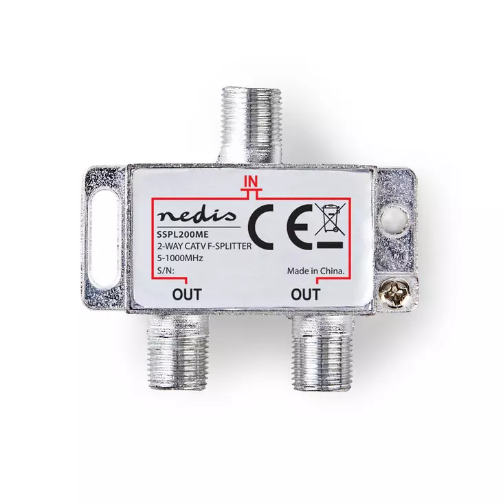 CATV Splitter | 5 - 1000 MHz | inkopplingsförlust: 4.2 dB | Antal utgångar: 2 | 75 Ohm | Zinc - Tillbehör - 5412810298341 - 1