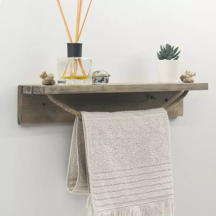 Vägghylla Hanah Home Aa125 Valnöt Massiv Gran 50x10x9 cm - Vägghyllor - 8681875775181 - 1