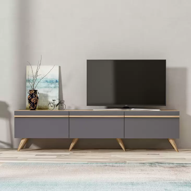 TV-bänk Hanah Home Amsterdam Antracit Spånskiva 180x42x35 cm - TV-bänkar - 8682870115071 - 1